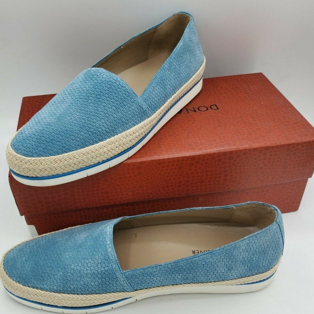 Sundance Donald Pliner Palm Slip On Suede Loafer Shoes Size 8 M Blue Espadrille